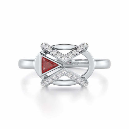 Sparkling Serenade Garnet Silver Rings - White Gold - Image 5