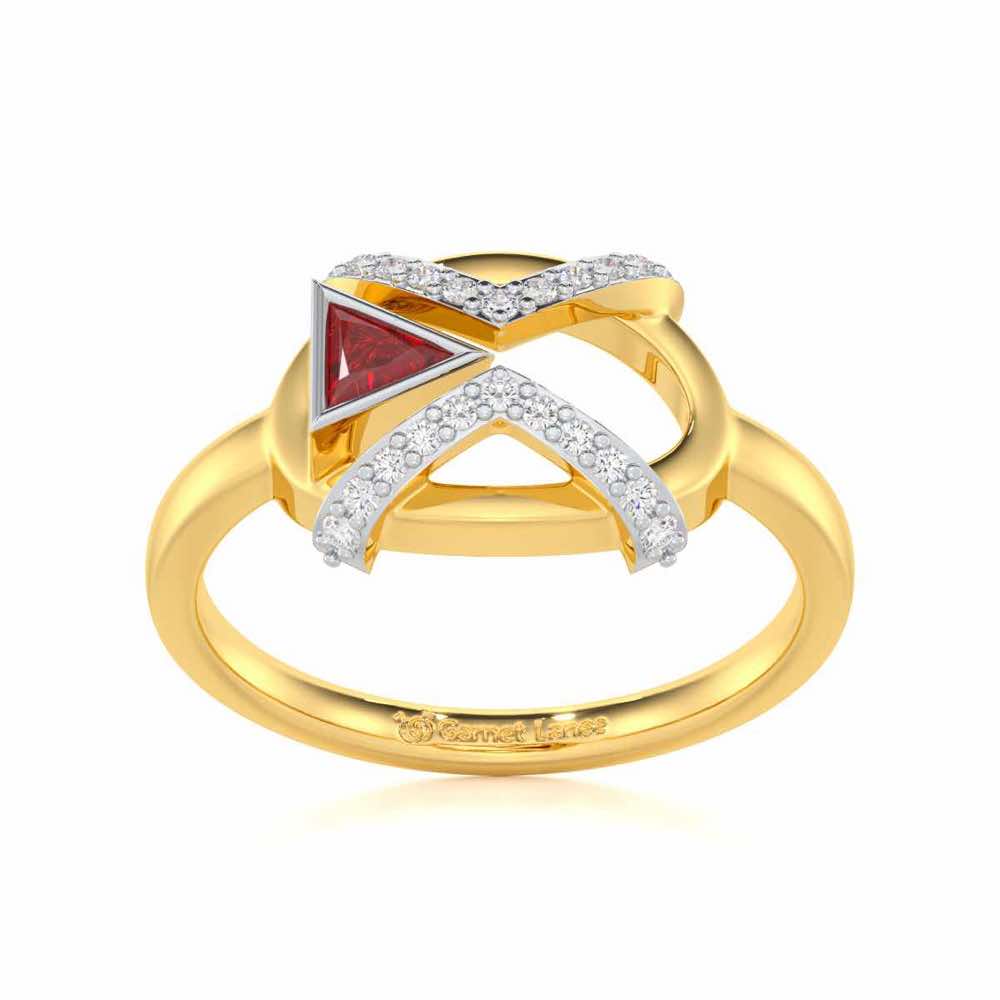 Sparkling Serenade Garnet Silver Rings - Yellow Gold - Image 2