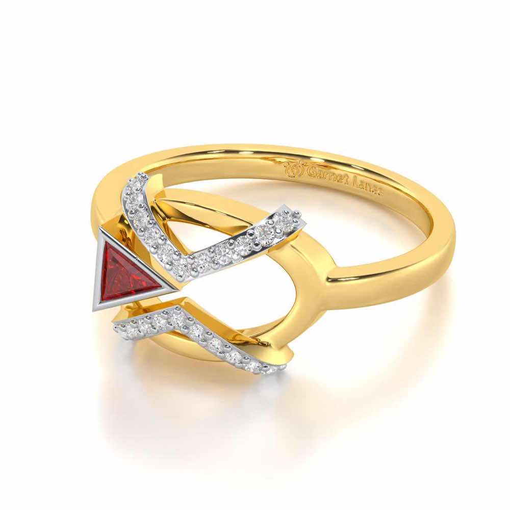 Sparkling Serenade Garnet Silver Rings - Yellow Gold - Image 3