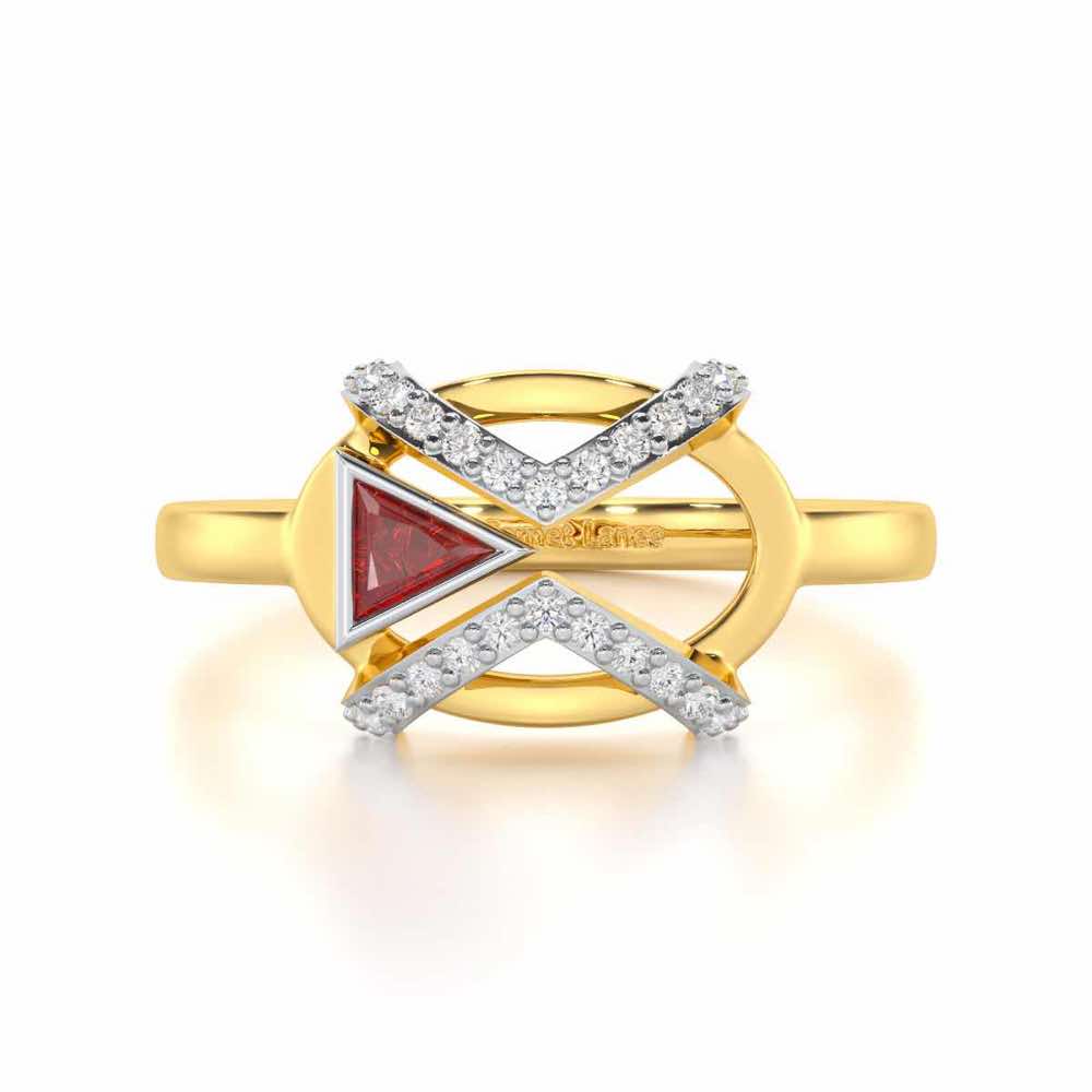 Sparkling Serenade Garnet Silver Rings - Yellow Gold - Image 5