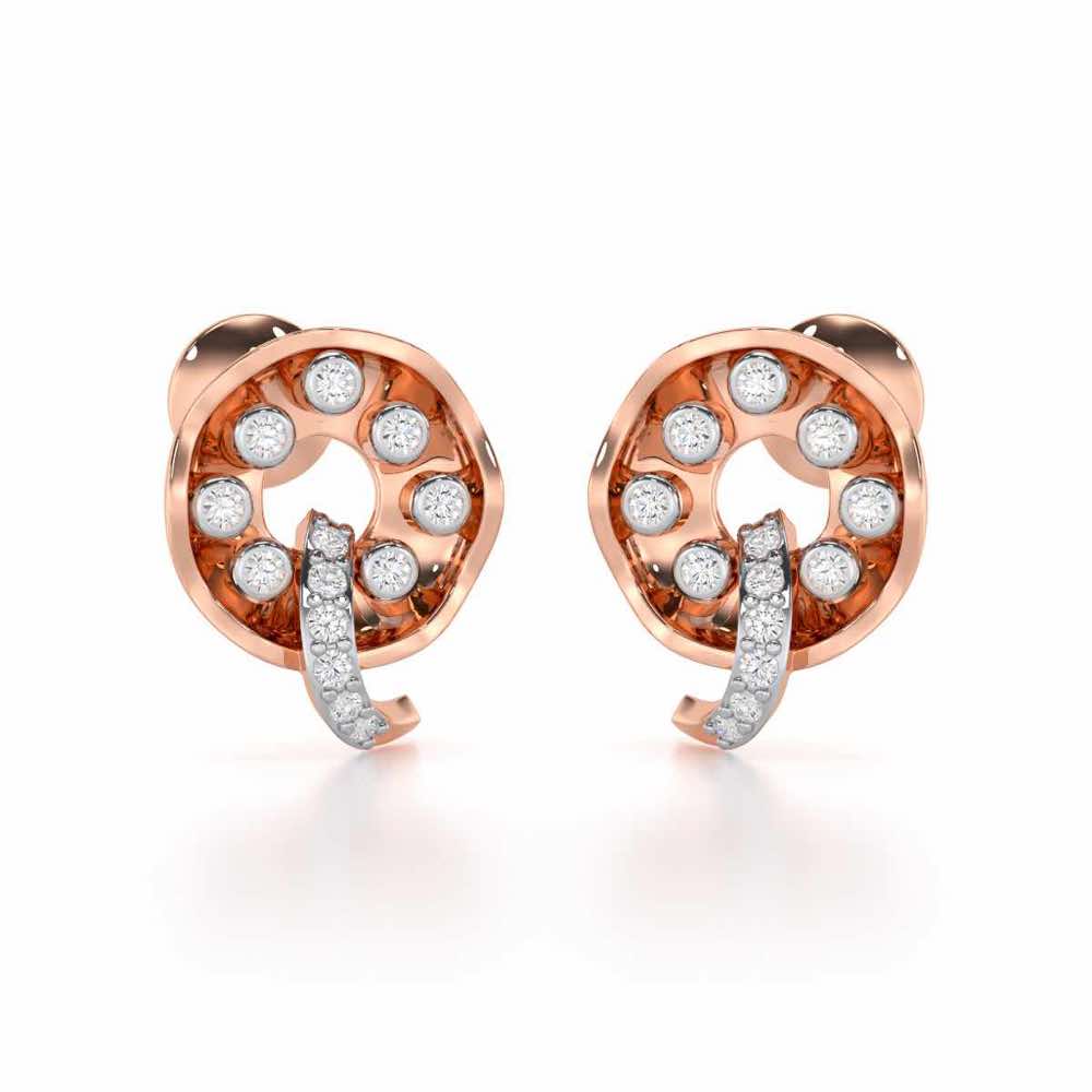 Sparkling Splendor Silver Stud Earrings - Rose Gold - Image 1