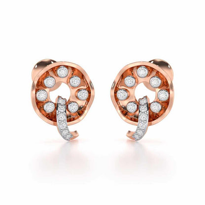 Sparkling Splendor Silver Stud Earrings - Rose Gold - Image 1