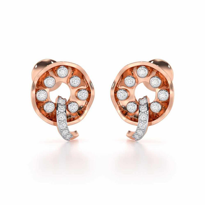 Sparkling Splendor Silver Stud Earrings - Rose Gold - Image 1
