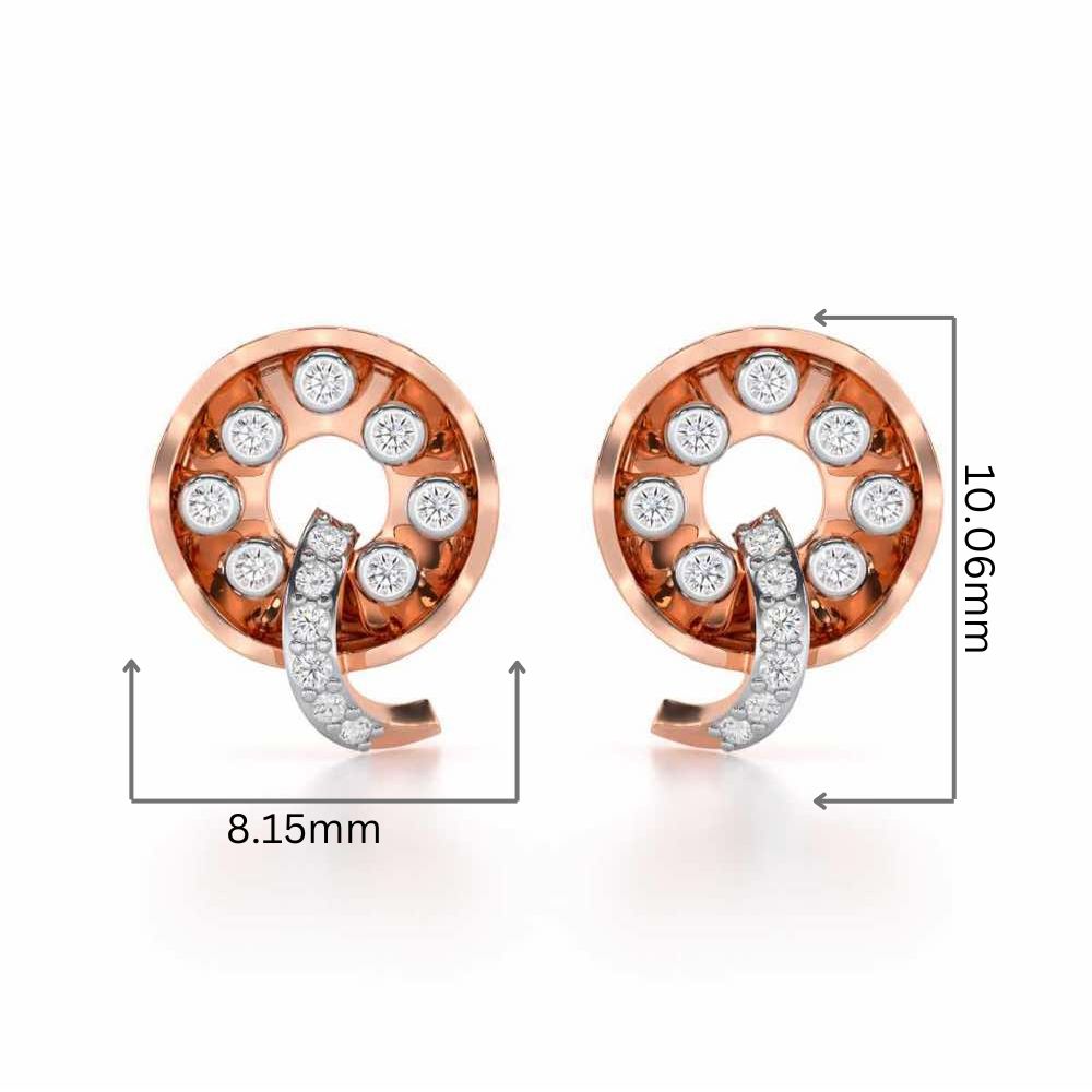 Sparkling Splendor Silver Stud Earrings - Rose Gold - Image 2
