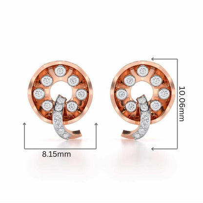 Sparkling Splendor Silver Stud Earrings - Rose Gold - Image 2