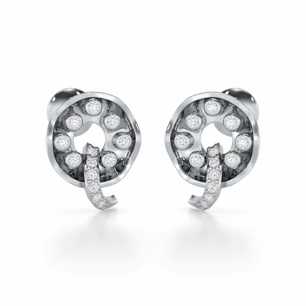 Sparkling Splendor Silver Stud Earrings - White Gold - Image 1