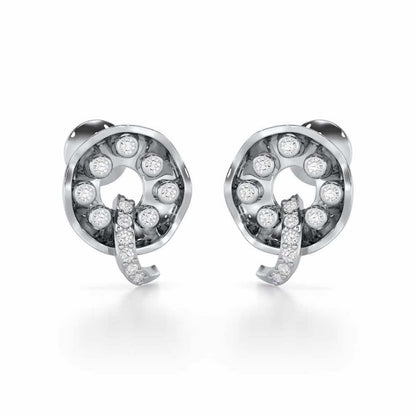 Sparkling Splendor Silver Stud Earrings - White Gold - Image 1