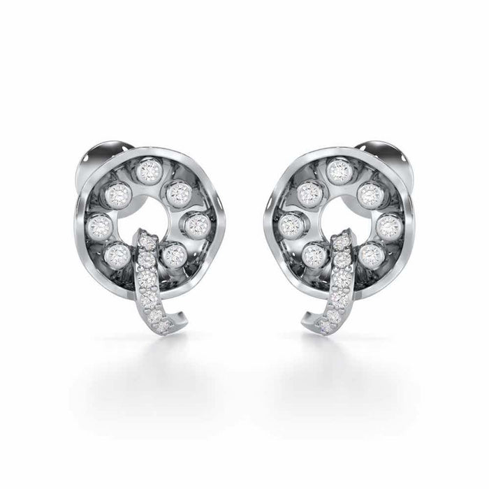 Sparkling Splendor Silver Stud Earrings - White Gold - Image 1