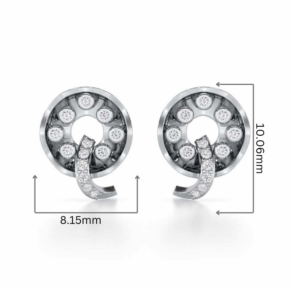 Sparkling Splendor Silver Stud Earrings - White Gold - Image 2