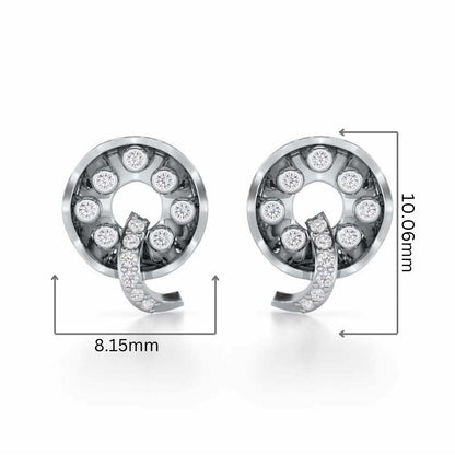 Sparkling Splendor Silver Stud Earrings - White Gold - Image 2