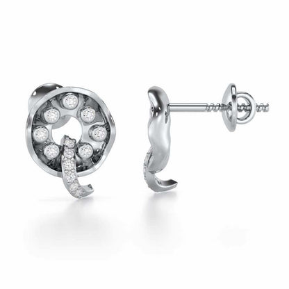 Sparkling Splendor Silver Stud Earrings - White Gold - Image 4