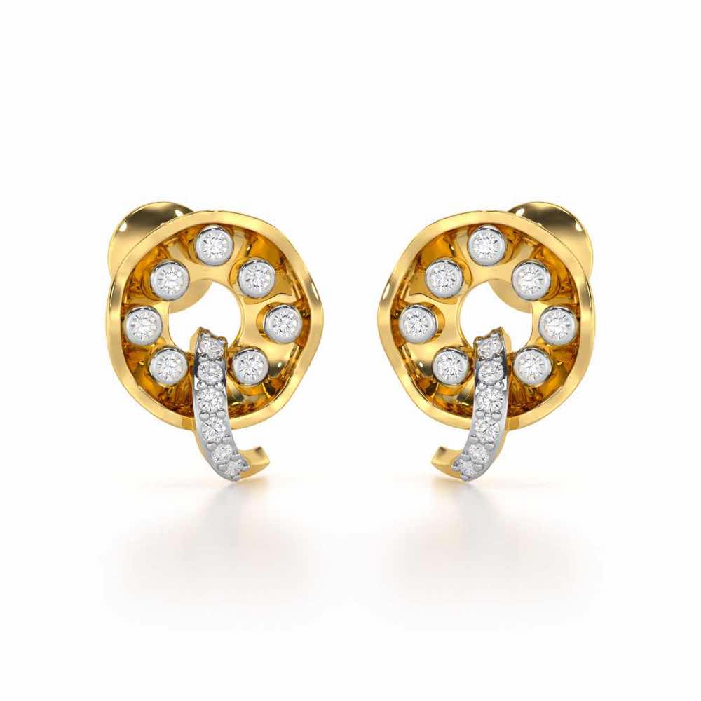 Sparkling Splendor Silver Stud Earrings - Yellow Gold - Image 1