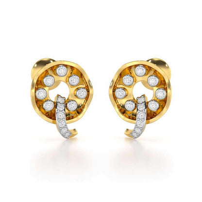 Sparkling Splendor Silver Stud Earrings - Yellow Gold - Image 1