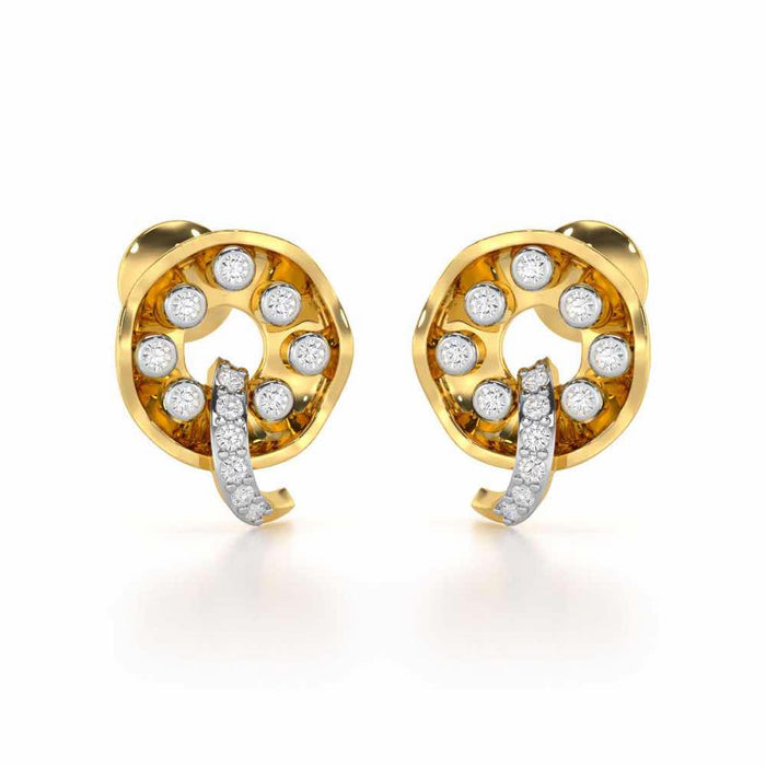 Sparkling Splendor Silver Stud Earrings - Yellow Gold - Image 1