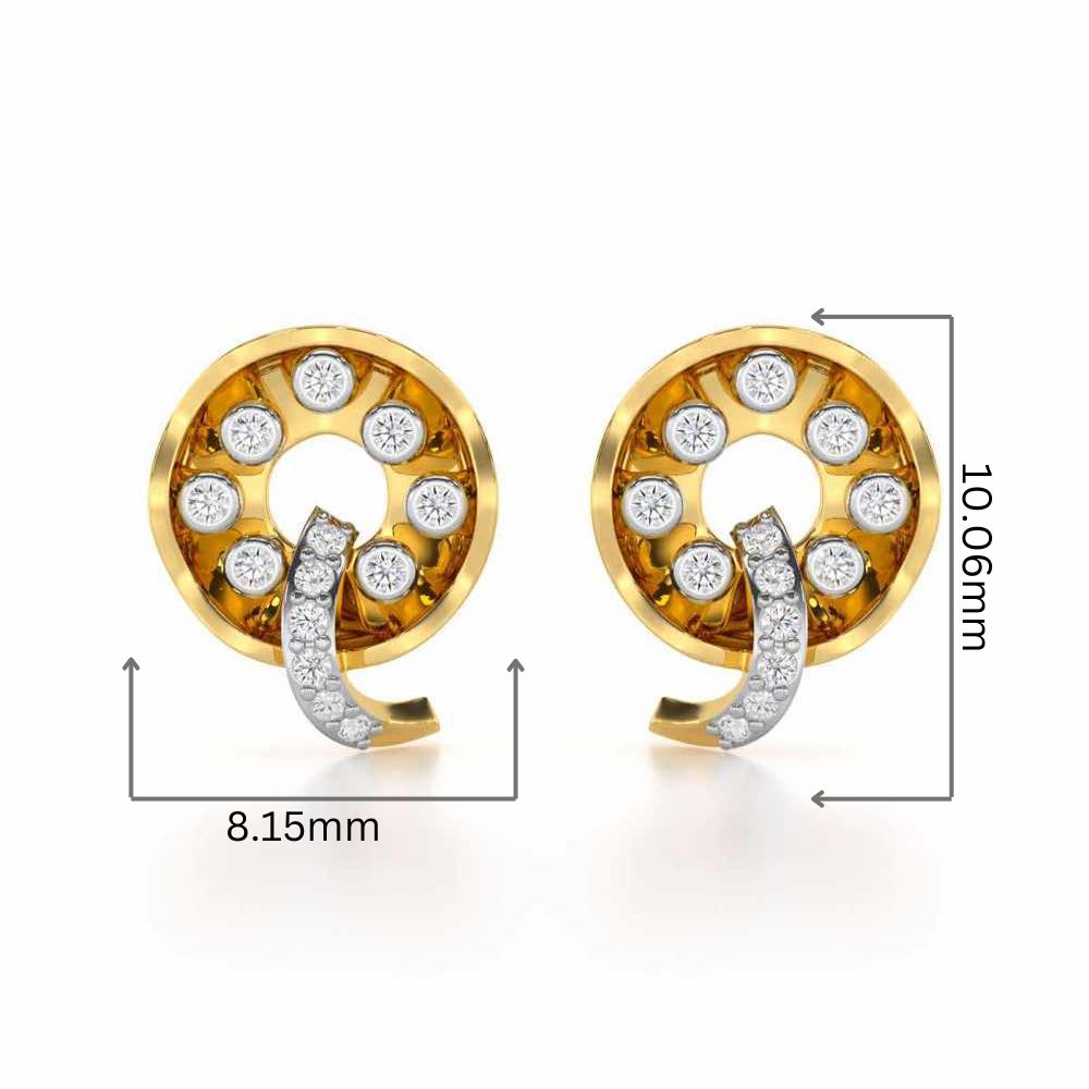 Sparkling Splendor Silver Stud Earrings - Yellow Gold - Image 2