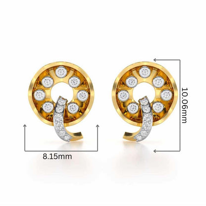 Sparkling Splendor Silver Stud Earrings - Yellow Gold - Image 2