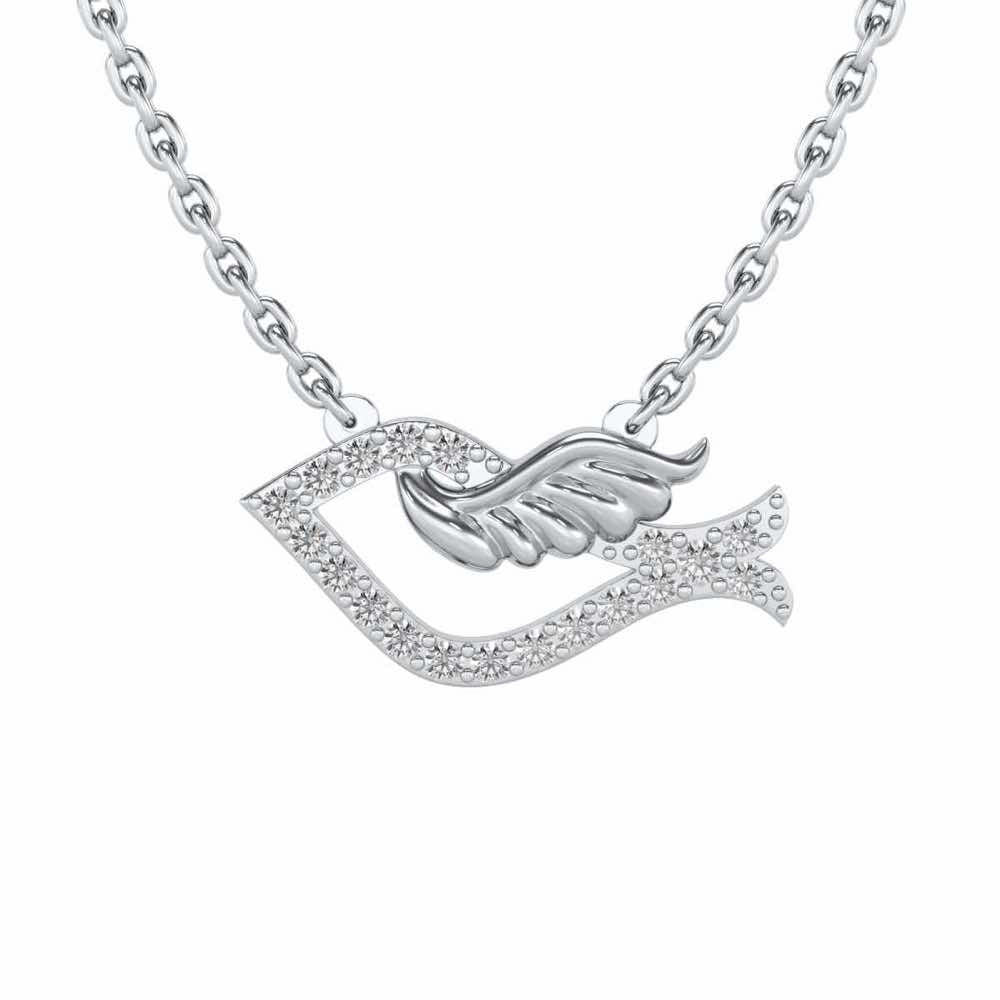 Sparrow Silver Pendant - White Gold - Image 1