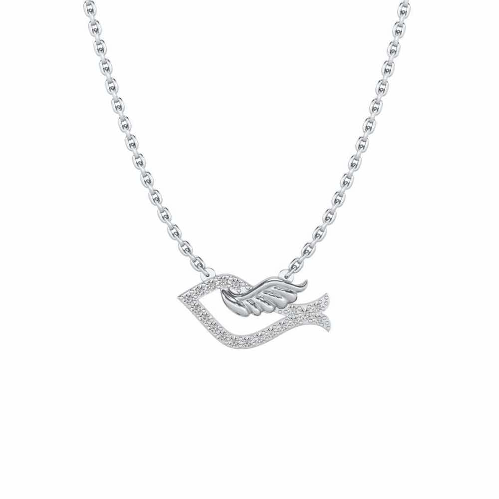 Sparrow Silver Pendant - White Gold - Image 2