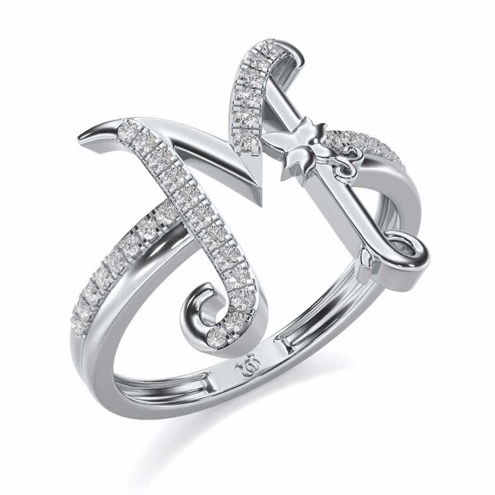 Special M Silver Ring - White Gold - Image 1