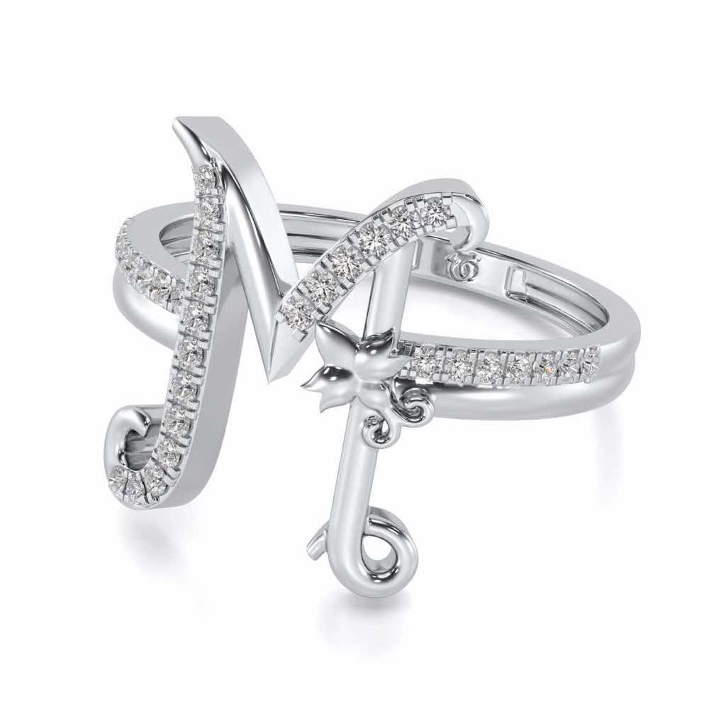 Special M Silver Ring - White Gold - Image 2