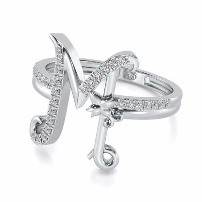 Special M Silver Ring - White Gold - Image 2