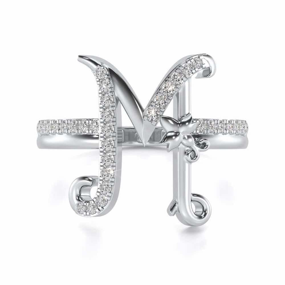 Special M Silver Ring - White Gold - Image 4