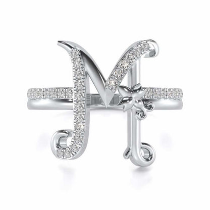 Special M Silver Ring - White Gold - Image 4