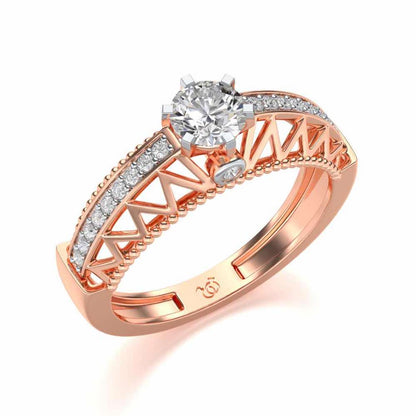 Spiked Glow Solitaire Silver Ring - Rose Gold - Image 1