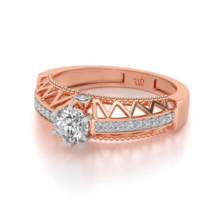 Spiked Glow Solitaire Silver Ring - Rose Gold - Image 2