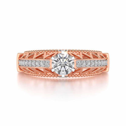 Spiked Glow Solitaire Silver Ring - Rose Gold - Image 4