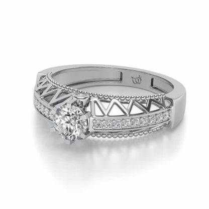 Spiked Glow Solitaire Silver Ring - White Gold - Image 2