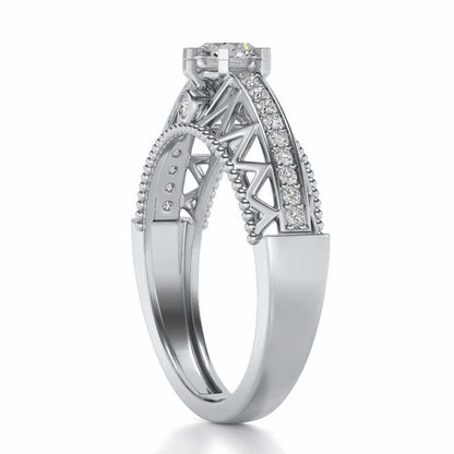 Spiked Glow Solitaire Silver Ring - White Gold - Image 3
