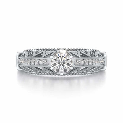 Spiked Glow Solitaire Silver Ring - White Gold - Image 4