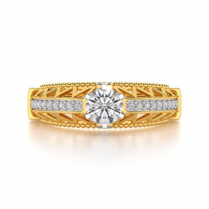 Spiked Glow Solitaire Silver Ring - Yellow Gold - Image 4