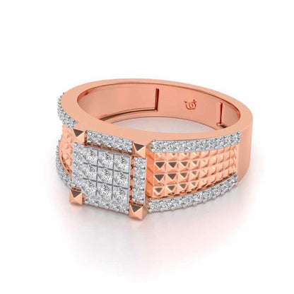 Spiky Groove Silver Ring For Men - Rose Gold - Image 2