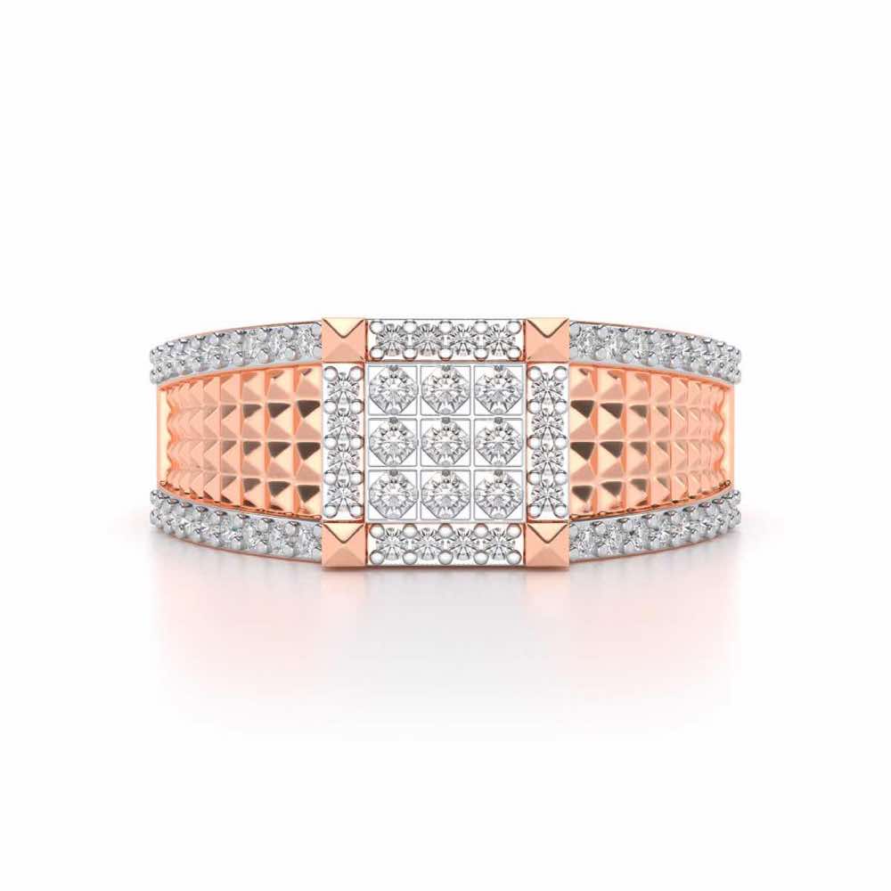 Spiky Groove Silver Ring For Men - Rose Gold - Image 4