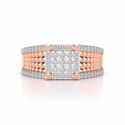 Spiky Groove Silver Ring For Men - Rose Gold - Image 4