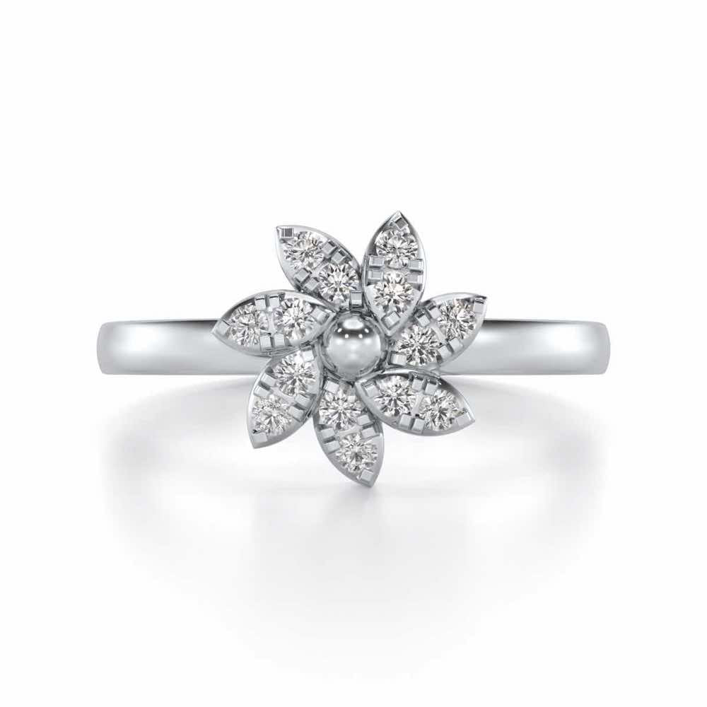 Spin Flora Silver Ring - White Gold - Image 4