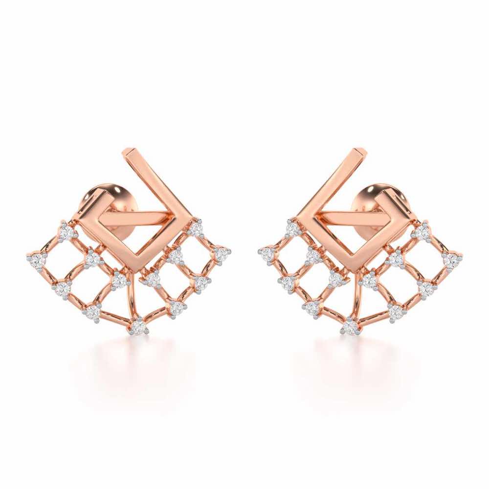 Spin Square Silver Earrings - Rose Gold - Image 1