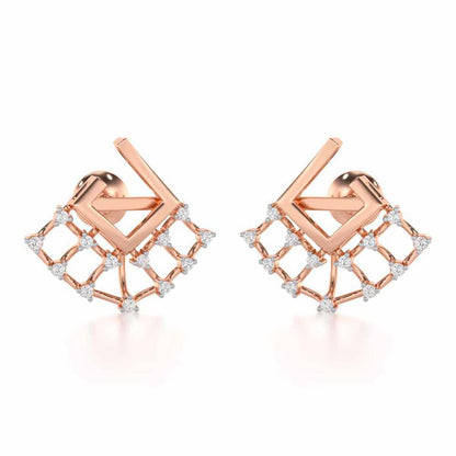 Spin Square Silver Earrings - Rose Gold - Image 1