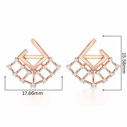 Spin Square Silver Earrings - Rose Gold - Image 2