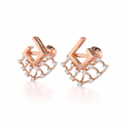 Spin Square Silver Earrings - Rose Gold - Image 3