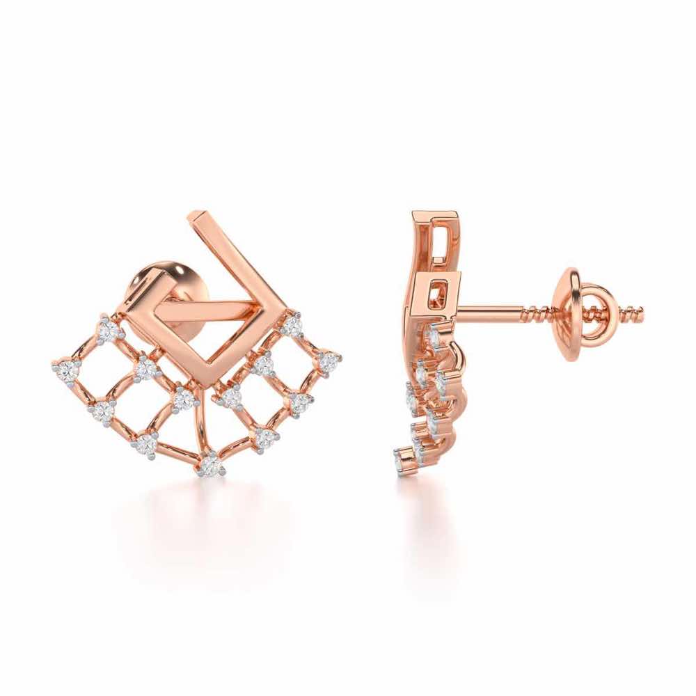 Spin Square Silver Earrings - Rose Gold - Image 4
