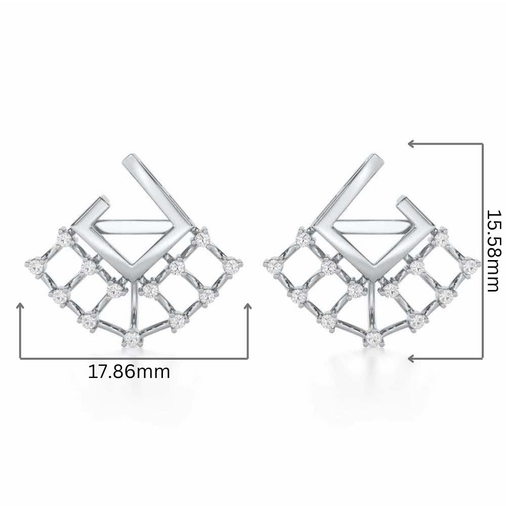 Spin Square Silver Earrings - White Gold - Image 2
