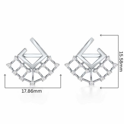 Spin Square Silver Earrings - White Gold - Image 2