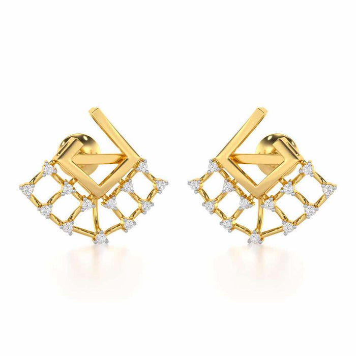 Spin Square Silver Earrings - Yellow Gold - Image 1