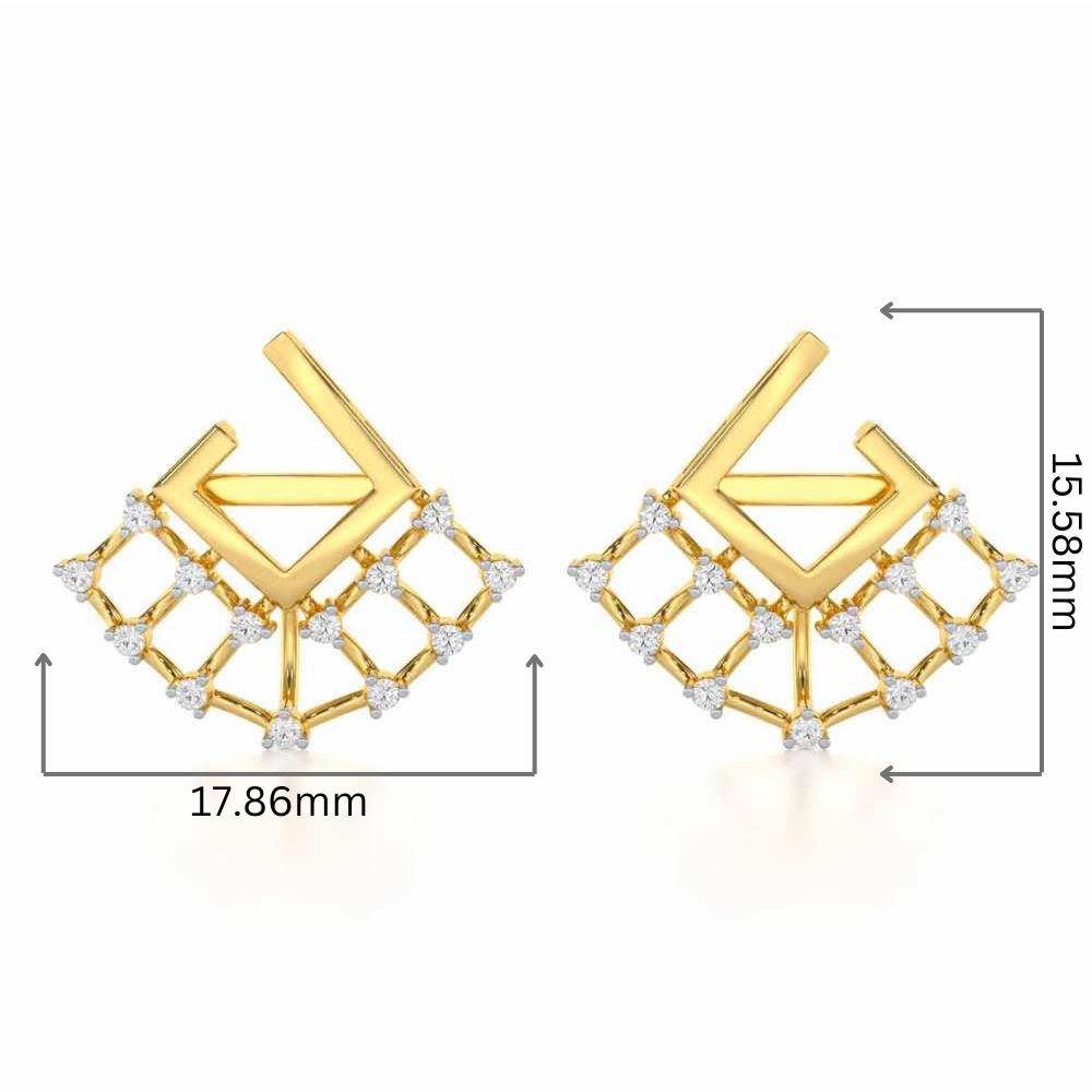 Spin Square Silver Earrings - Yellow Gold - Image 2