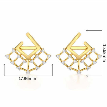 Spin Square Silver Earrings - Yellow Gold - Image 2