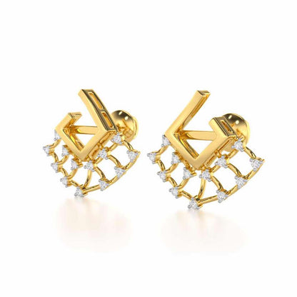 Spin Square Silver Earrings - Yellow Gold - Image 3