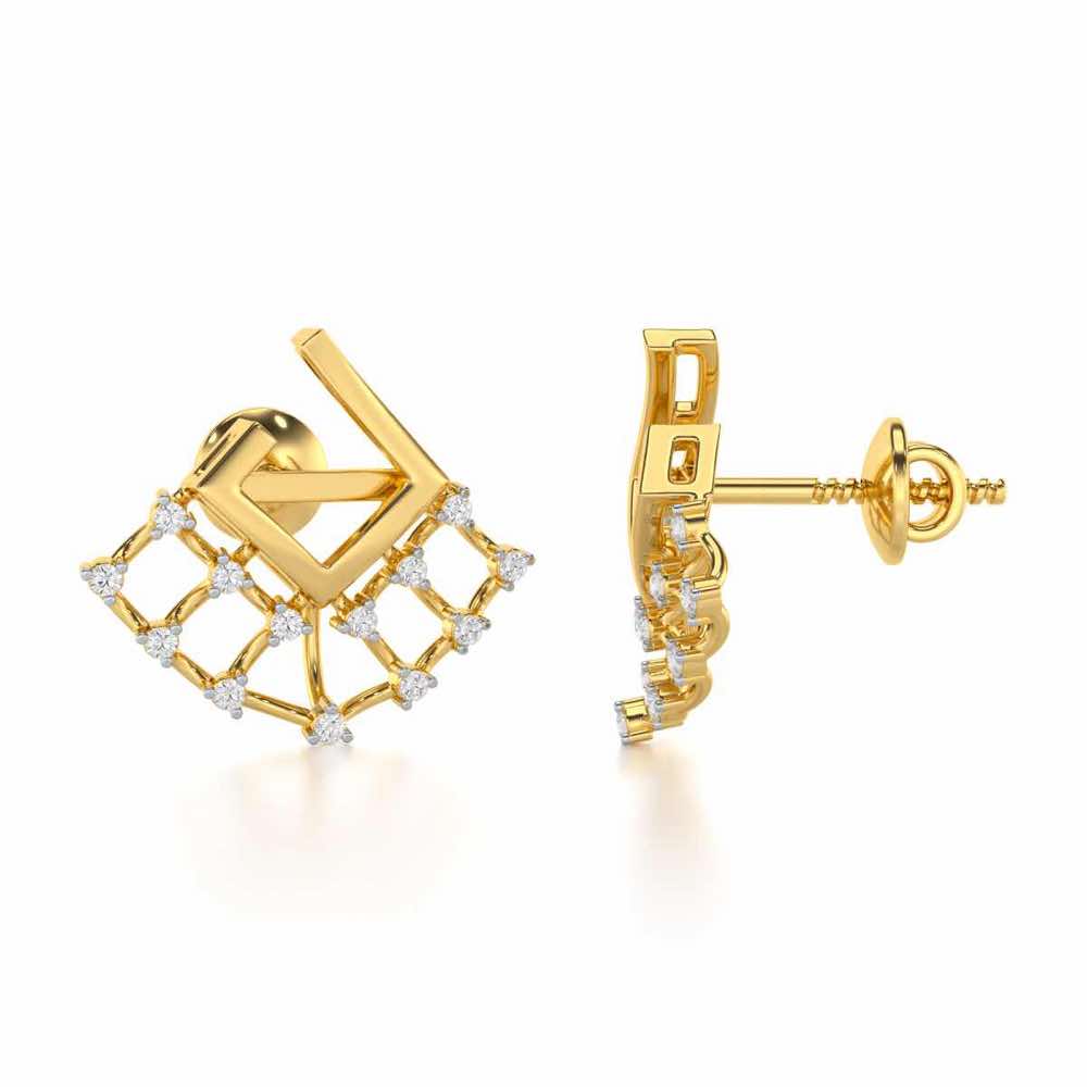 Spin Square Silver Earrings - Yellow Gold - Image 4